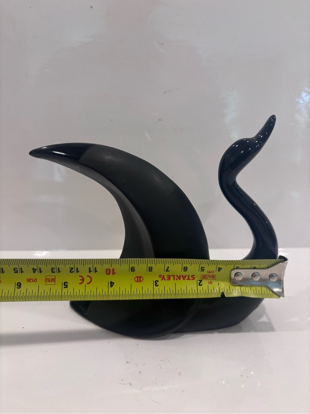 Vintage Mid-Century Modern Abstract Swan Ceramic Sculpture Blue Black MCM Decor - Picture 7 of 7